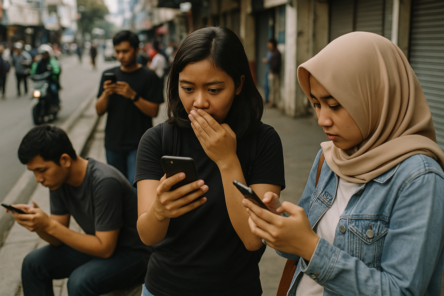 Seseorang menggunakan ponsel pintar untuk melihat konten di media sosial yang sedang tren